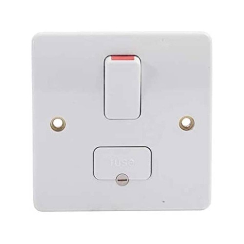 MK K1040WHI 13A DP Switched Spur with Flexible Outlet Logic Plus in White, Fused Connection Unit Flush Mounting