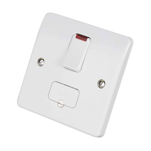 MK K1060WHI 13A DP Switched Spur with Neon Indicator Logic Plus in White, Fused Connection Unit Flush Mounting