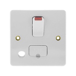 MK K1070WHI 13A DP Switched Spur with Neon and Base Flex Outlet Logic Plus in White, Fused Connection Unit Flush Mounting