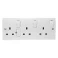 MK K2737 WHI 3 Gang 13A DP Switched Socket Outlet in White Plastic MK Logic Plus, 3G Socket Individually Switched Dual Earth