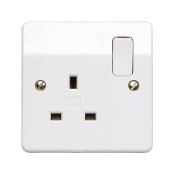 MK 2757 WHI 1 Gang 13A Switched Socket Moulded White, Double Pole Single DP Switchsocket MK Logic Plus