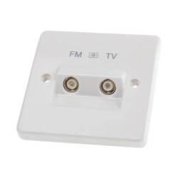 MK K3522WHI 2 Gang Isolated TV/FM Coaxial Socket Moulded White, MK Logic Plus 2 Gang Co-Axial TV Socket