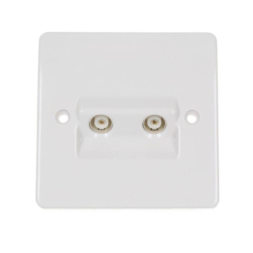 MK K3523WHI 2 Gang Non-Isolated TV/FM Coaxial Socket Moulded White, MK Logic Plus 2 Gang Co-Axial TV Socket