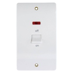 MK K5215WHI Vertical 45A Double Pole Switch with Neon Indicator Moulded White, MK Logic Plus Cooker Switch Tall Plate Flush Mount