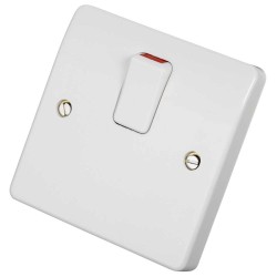 MK K5403WHI 20A DP Switch with Flex Outlet in Base on a Moulded White Plate, MK Logic Plus Flush Mounted DP Switch