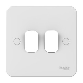 Lisse 2 Gang Grid Cover Plate Single Size Plate in White Moulded, Schneider GGBL02G