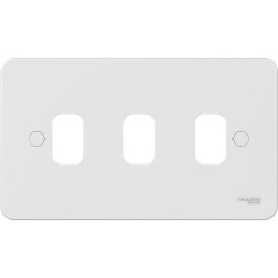 Lisse 3 Gang Grid Cover Plate Double Size Plate in White Moulded, Schneider GGBL03G