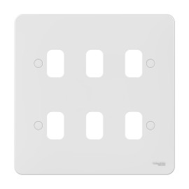 Lisse 6 Gang Grid Cover Plate in White Moulded for 6 Modules, Schneider GGBL06G