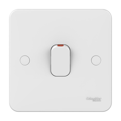 Lisse 1 Gang 2 Pole 20AX Switch with Indicator Lamp in White Moulded, Schneider GGBL2011 DP Switch