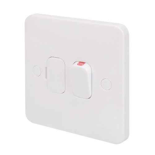 Schneider Lisse 1 Gang 13A DP Switched Spur with Flex Outlet Moulded White Flat Plate GGBL5013S