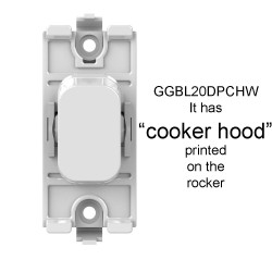 Lisse 20A Double Pole Grid Switch Printed "cooker hood" White Moulded, Schneider GGBL20DPCHW