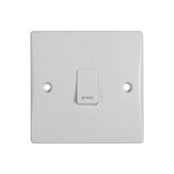 1 Gang 16AX 2 Way Retractive Switch Marked "Press" Ultimate White Moulded Schneider GU1012RP