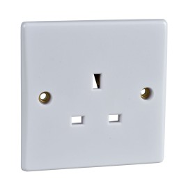 1 Gang 13A Unswitched Single Socket in White Plastic Slimline Plate Schneider GU3050