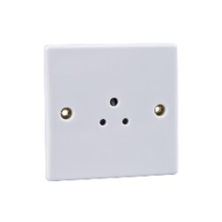 1 Gang 5A Unswitched Round Pin Socket in White Plastic Slimline Plate Schneider GU3080