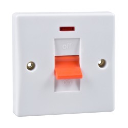 1 Gang 50A Red Rocker Cooker Switch with Neon Indicator Single Plate White Plastic Slimline Schneider GU4011