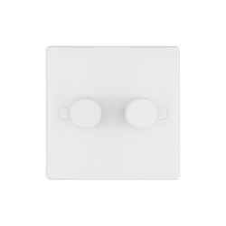 2 Gang 2 Way LED and Mains Dimmer Switch in White Moulded 100W/VA per Dimmer Schneider GU6022LM Slimline Ultimate