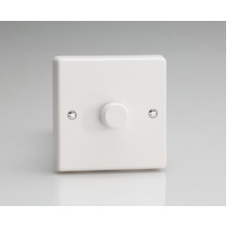1 Gang 2 Way Push ON/OFF Rotary Dimmer 100-1000W Load in White Plastic, Varilight IQP1001W