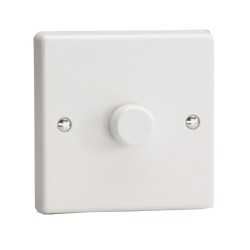 1 Gang 2 Way Push ON/OFF Rotary Dimmer 100-1000W Load in White Plastic, Varilight IQP1001W