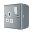 Metal Clad 1 Gang 13A DP Switched Single Socket complete with Mounting Box BG Electrical MC521