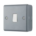 Metal Clad 1 Gang 2 Way 20A 16AX Single Switch with Surface Mounting Box, BG Crusader MC512 Plateswitch