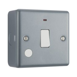 1 Gang 20A Double Pole Switch Metal Clad with Indicator and Optional Flex Outlet with Surface Mounting Box BG Electrical MC531