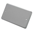 MK K3369ALM Metalclad 2 Gang Blank Plate in Metal Grey without Back Box, Twin Metal Blanking Plate