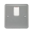 MK K5212ALM Metal Clad 1 Gang 20A Double Pole Switch with Surface Mounting Box in Metallic Grey, MK Metalclad Plus