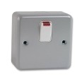MK K5232ALM Metal Clad 1 Gang 20A Double Pole Single Switch with Neon with Surface Back Box, MK Metalclad Plus