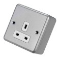 MK Electric K848ALM 1 Gang 13A Socket in Aluminium Grey Metalclad Plus Single Socket Unswitched