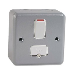 MK K942ALM Metal Clad 13A DP Switched Fused Spur and Surface Back Box, MK Metalclad Plus Fused Connection Unit