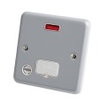 MK K986ALM Metal Clad 13A DP Unswitched Fused Spur with Neon and Flex Outlet with Surface Back Box, MK Metalclad Plus Fused Connection Unit