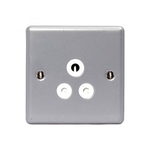Metalclad 1 Gang 5A Unswitched Round Pin Socket Outlet with Surface Mounting Box, BG Nexus MC529 Metal Clad