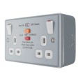 Metal Clad 2 Gang 13A 30mA RCD type A Protected Switched Socket Outlet with Back Box BG Electrical MC522ARCD RCD Safety Socket