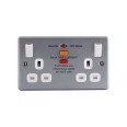 Metal Clad 2 Gang 13A 30mA RCD Protected Switched Socket Outlet with Back Box BG Electrical MC522RCD RCD Safety Socket