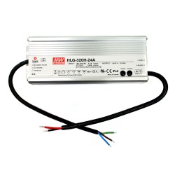 IP65 24V 320W 13.34A Single Output LED Driver Non-Dimmable 90~305VAC Input, Mean Well HLG-320H-24A