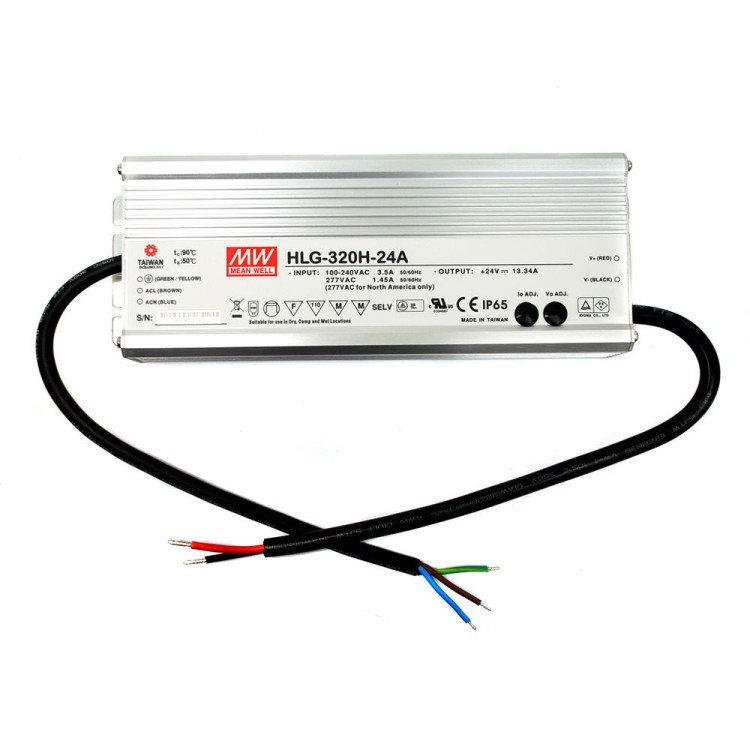 Meanwell Power Supply HLG-320H-24B 320W 24V IP67 13.34A LED Driver