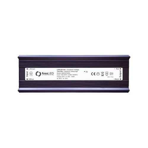 IP66 rated 24V DC 100W 5-100% Dimmable LED Driver Constant Voltage Triac Dim, FOSS LED DIMD-IP10024