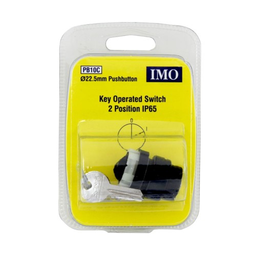 Key Operated Switch 2 Position 22.5mm Pushbutton IP65 rated, IMO PB10C