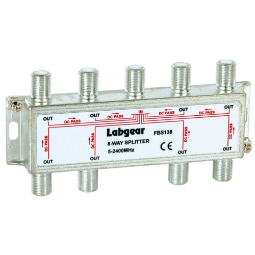 Labgear FBS138 Broadband 8-way Compact Splitter, TV Aerial Satellite Splitter 5-2400MHz