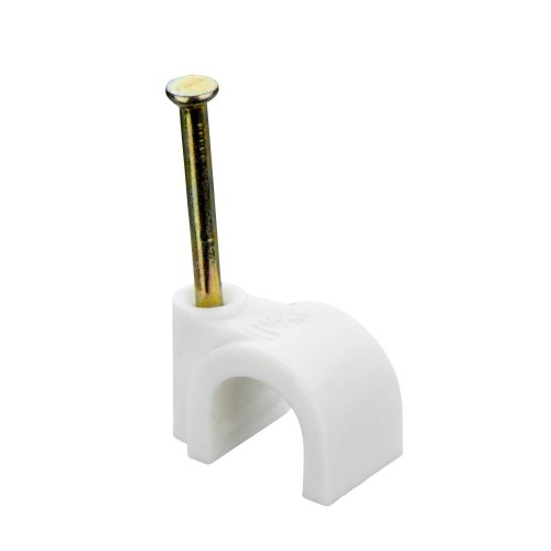 White Nail Cable Clip for Round 2.75mm cable (pack of 100), Schneider Tower 70CWRC275