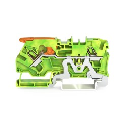 Wago 2104-1204 2-Conductor DIN-Rail Ground Terminal Block Lever + Push-in CAGE CLAMP 4/6mm2 in Yellow/Green