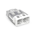Wago 2 x 4mm Push Wire 31A Connector White with Transparent for Wires max. 4mm2, Wago 2773-402 Compact Splicing Connector