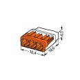Wago 2773-403 3 x 4mm 32A Push Wire Connector in Orange and Transparent for Cable up to 4mm2, Compact Splicing Connector