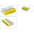 Wago 2773-405 5 x 4mm 32A Push Wire Connector for 5-conductor up to 4mm2 in Yellow with Transparent, Compact Splicing Connector
