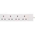 4 Gang 13A Socket Extension Lead (unswitched) in White with 2m Cable