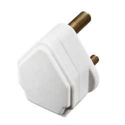 5A Round Pin Plug in White with Sleeved Pins BS546, Round Pin Sleeved Plug