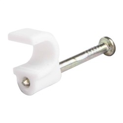 White Nail Cable Clip for Round 6mm cable (pack of 100), Schneider Tower 70CWRC6