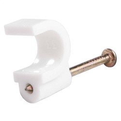 White Nail Cable Clip for Round 9mm cable (pack of 100), Schneider Tower 70CWRC9