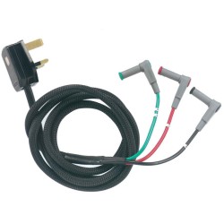 3 Wire Lead Set: Mains Lead for Multifunction Testers UK 13A to 4mm Plugs, Di-Log ML9073
