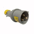 16A 2 Pole + Earth 110V Plug IP44 rated in Grey with Yellow, Lewden PM16/1000FPB Plug